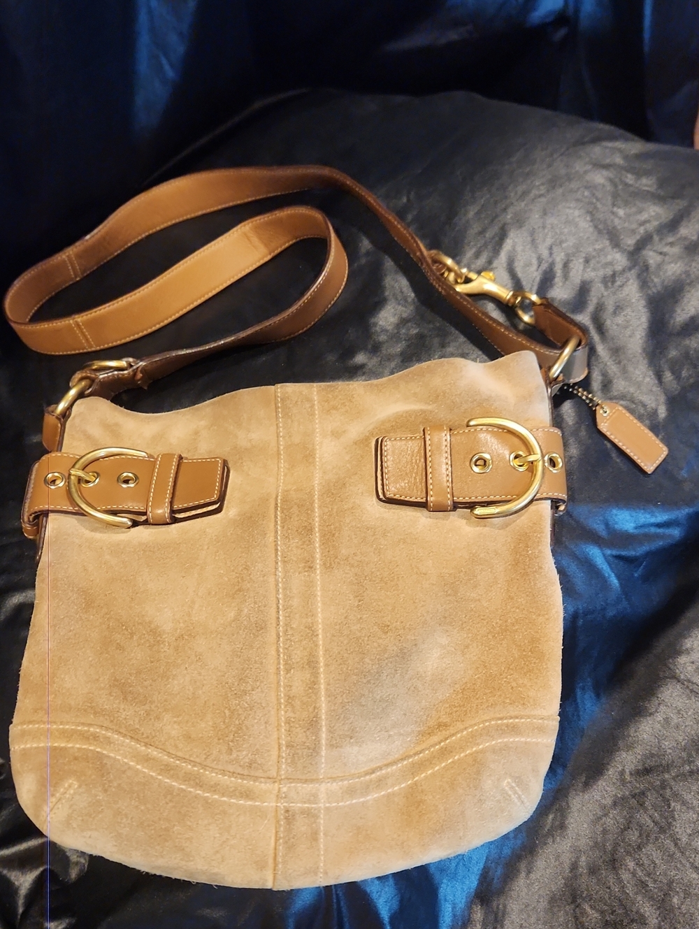 Vintage Coach camel tan suede Soho 2 way shoulder bag #1483